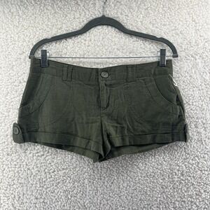 Miley Cyrus Max Azria Shorts Size 11 Linen Blend Green Vintage Y2K Lightweight